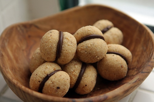 Christmas almond cookies with chocolate.