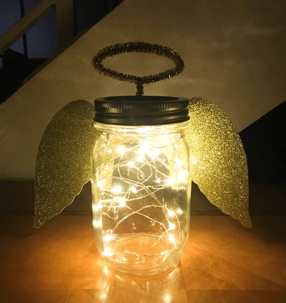 Christmas glowing decoration from a mason jar.