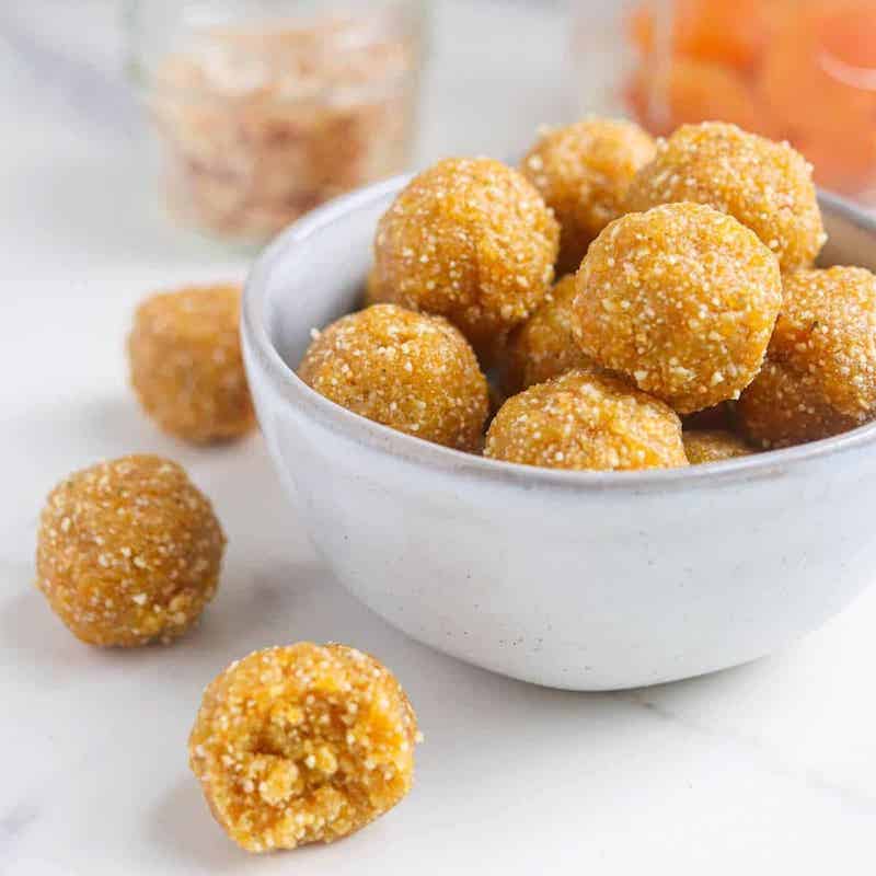 Apricot balls with alcohol in natural form, without decoration.