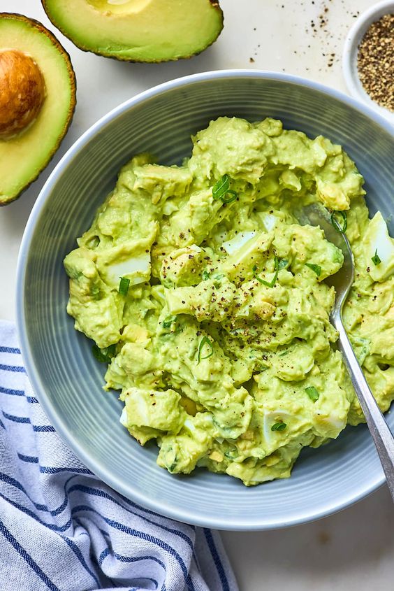 Creamy spread with egg and smooth avocado.