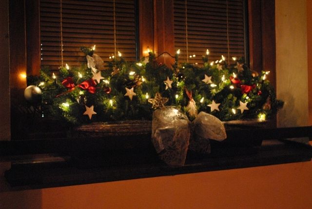 Box with Christmas lights.