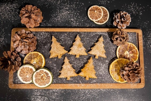 Dog Christmas cookies in the shape of a tree