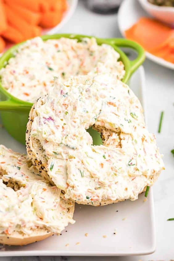 A perfect spread with celery and carrots on crispy pastry.