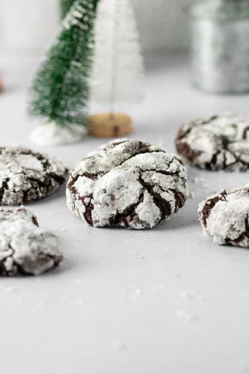 Chocolate cookies covered in sugar.