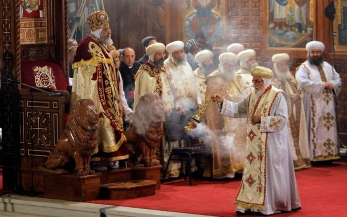 Midnight Christmas mass in the church.