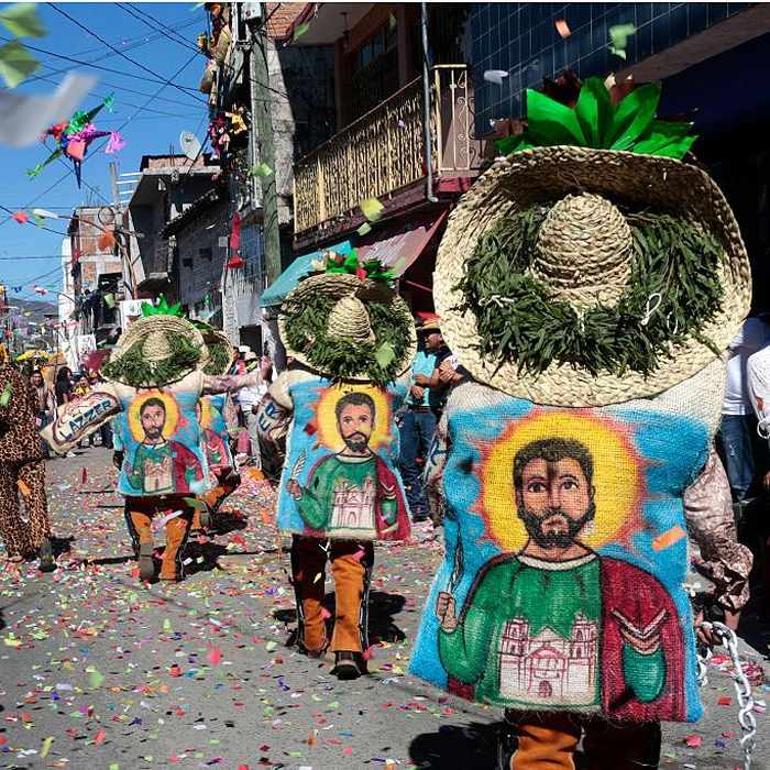 Christmas parade in the streets of Mexico.