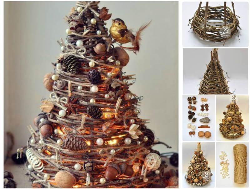 Natural Christmas decorations from twigs and cones