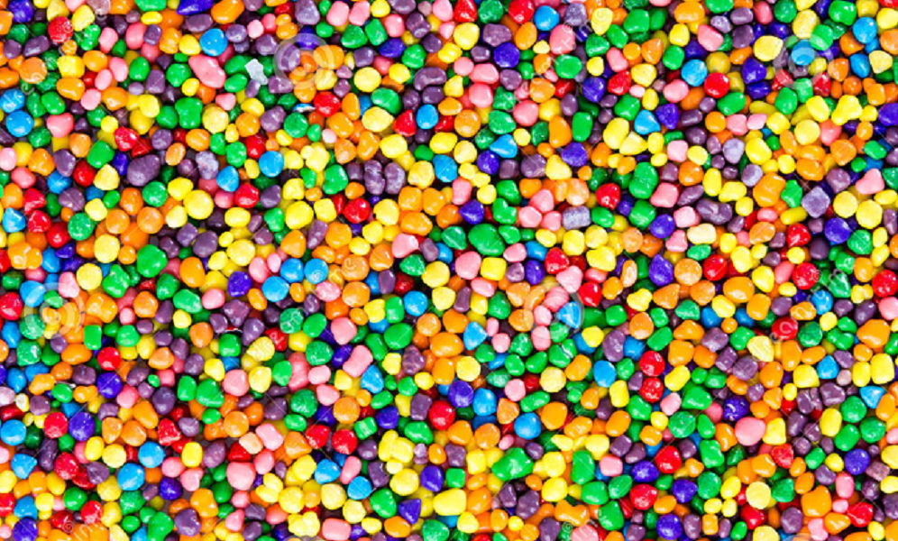 Colorful round candies.