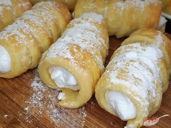 Cream roll with whipped cream