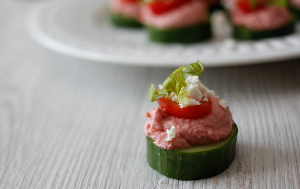 A very dietary appetizer is cucumber and hummus