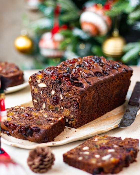 Dark colored bishop's bread.