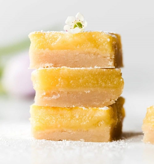 Lemon bars stacked on top of each other