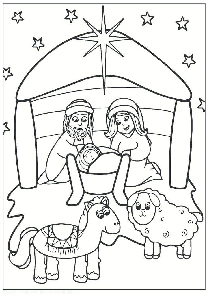 Paper nativity scene to color.