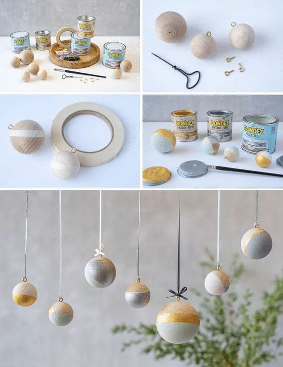 Instructions on how to make decent Christmas flasks from wooden balls in a clean Scandinavian style.