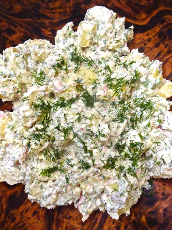 Creamy spread with potatoes and other ingredients.