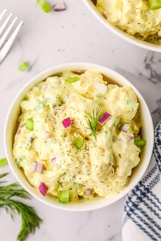 Delicious potato spread without mayonnaise.