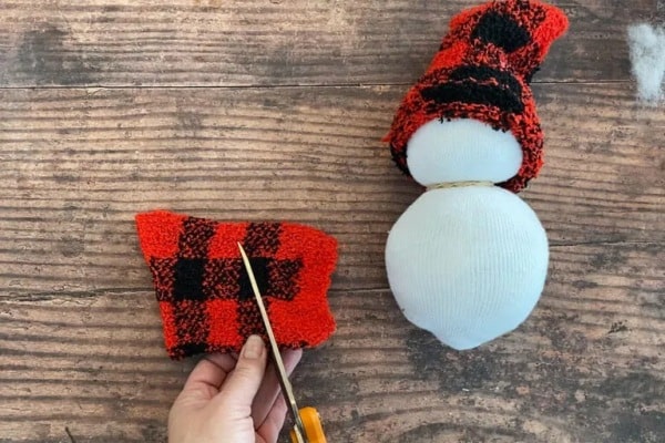 Making a snowman from socks.