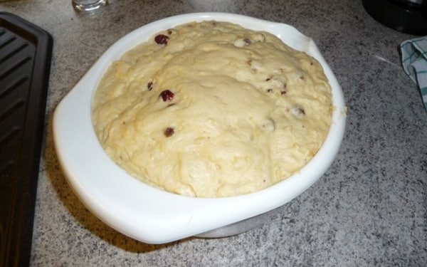 Bowl with dough for Christmas.