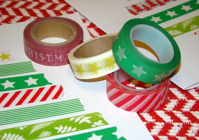 Making a Christmas card from adhesive tapes