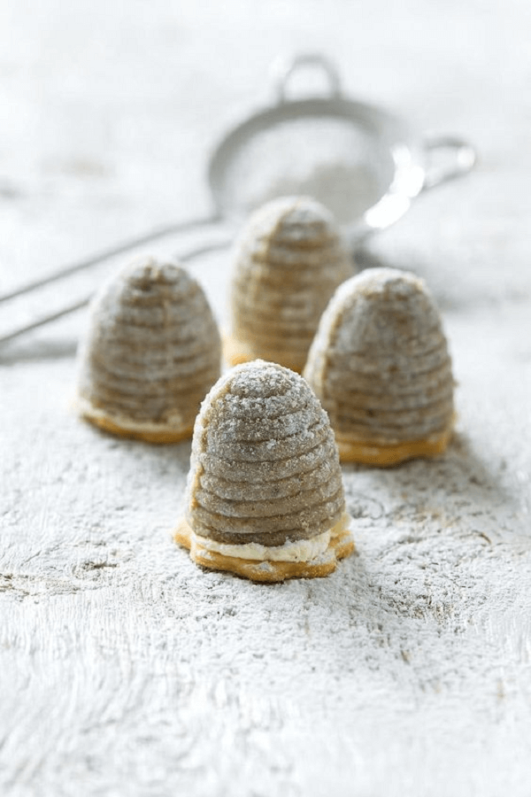 four wasp nests with egg cognac