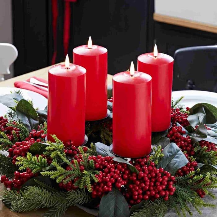 Red candles on an advent wreath