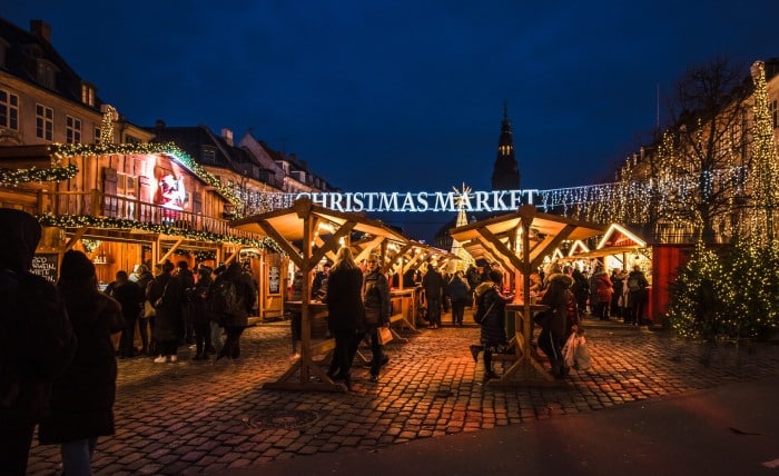 Advent market in the center of Copenhagen.