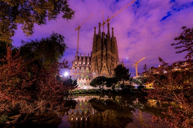 Construction of the Sagrada Familia temple in Barcelona