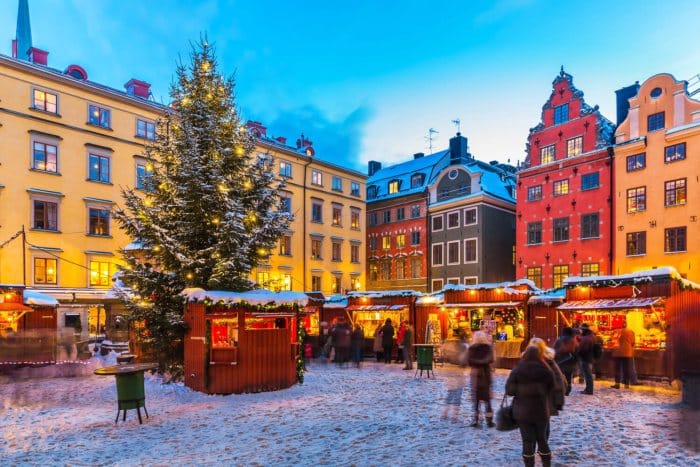 Christmas market in the center of Stockholm.