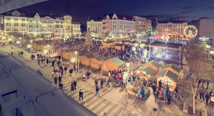 Christmas market at Masaryk's Square in Ostrava