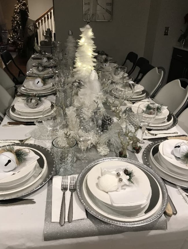 Snow-kissed Christmas table setting