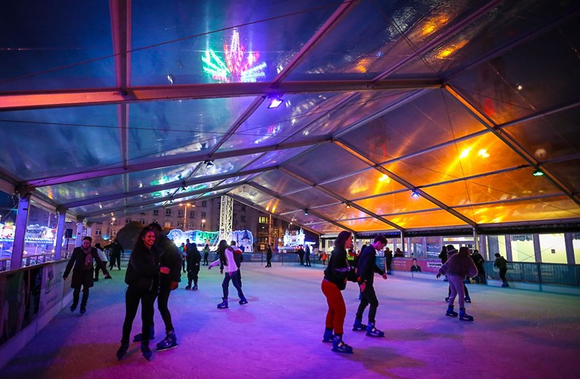 Ice Cube Skating rink in Leeds during the Christmas markets 